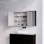 Matte Black Fluted Mirror Cabinet 1200